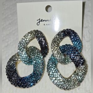 Blue Multi Crystal and Gold Earrings